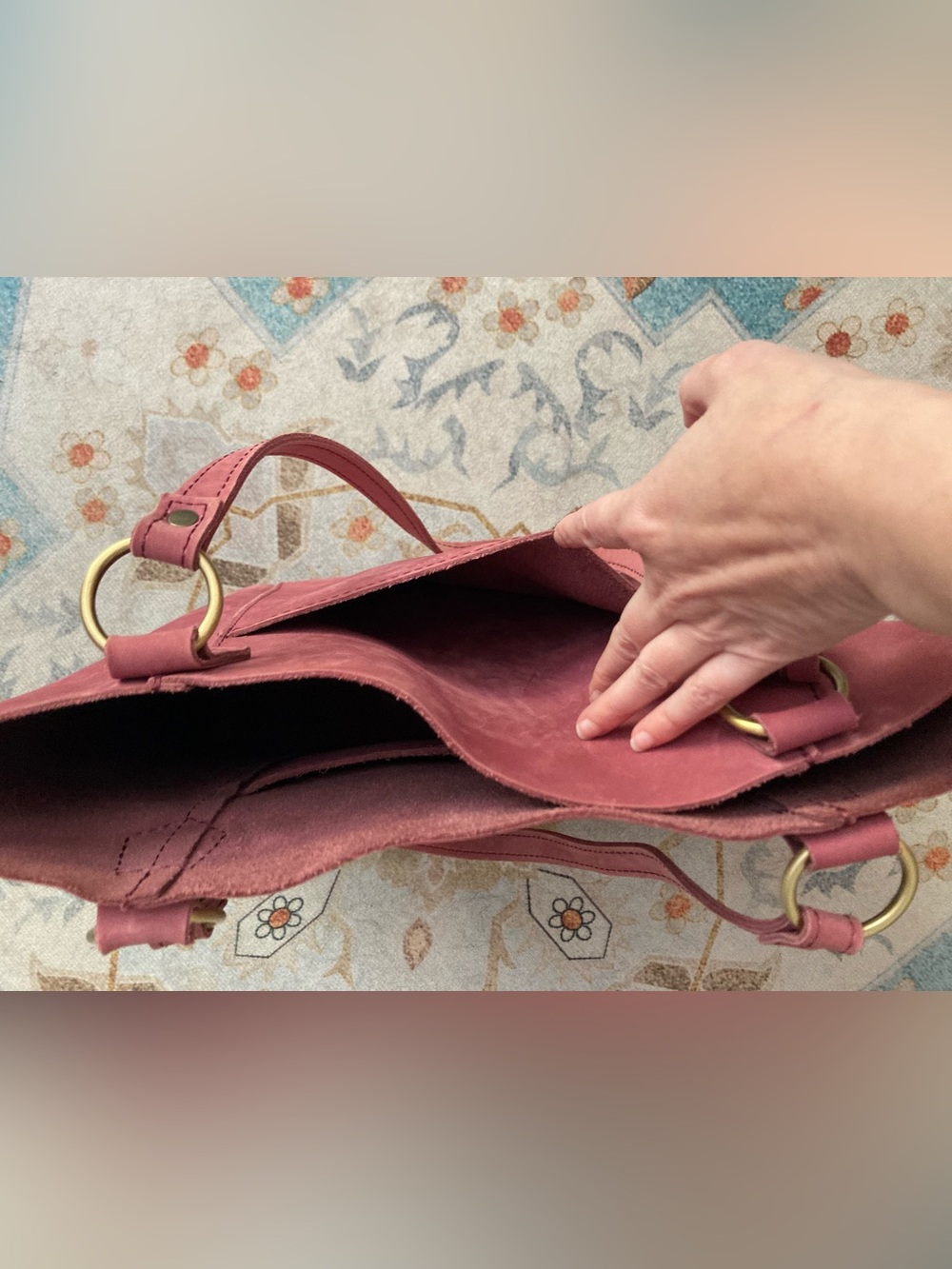 Retired Limited Edition Portland Leather Foxglove Market Tote - Picture 6 of 7